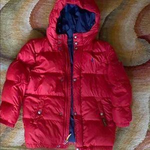 Boys Red POLO Puffer Jacket. Size 7